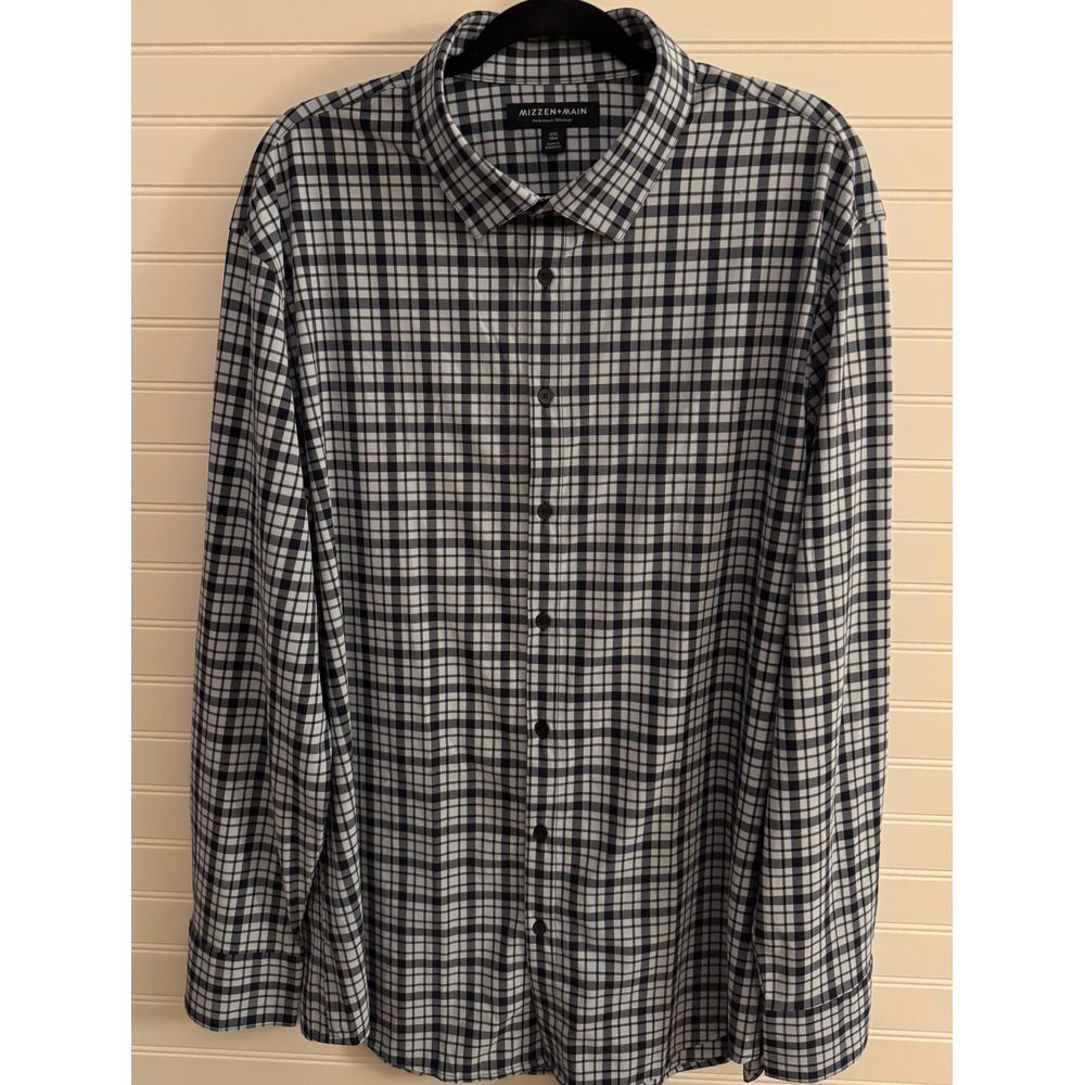 Mizzen+Main Blue Plaid Performance‎ Menswear Dress Shirt Button Down XXL Trim